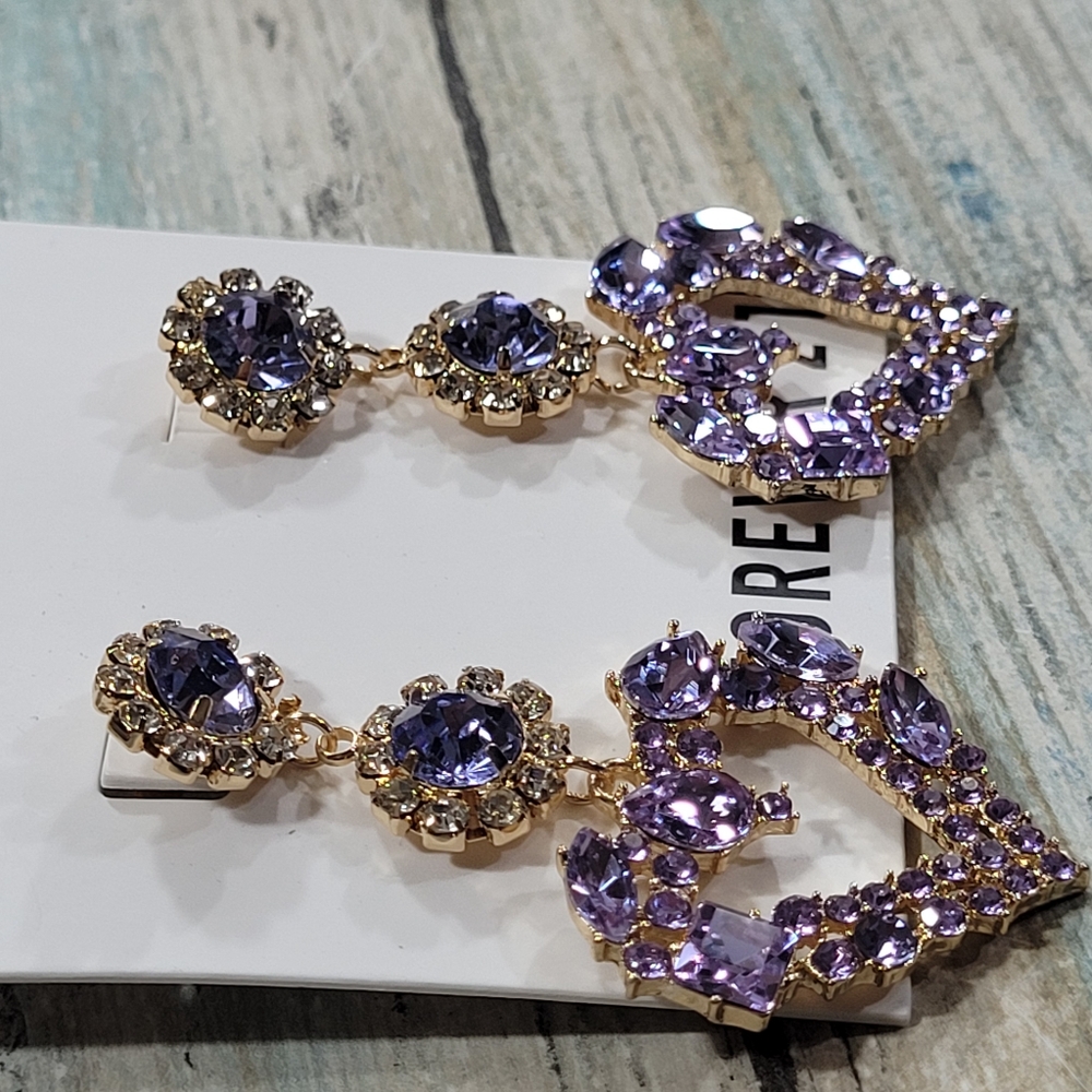Forever 21 Purple and Gold Ornate Earrings - Picture 3 of 5